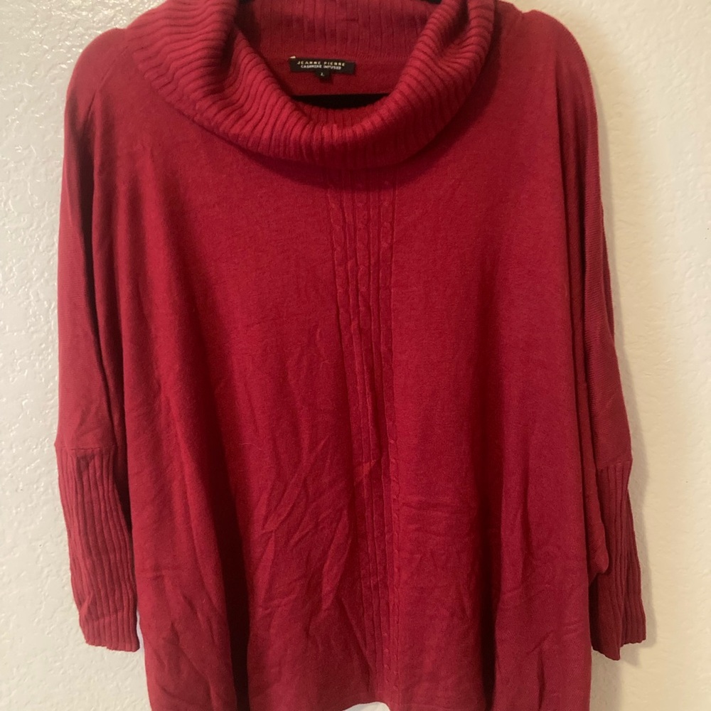JEANNE PIERRE Rich Red Turtleneck Sweater